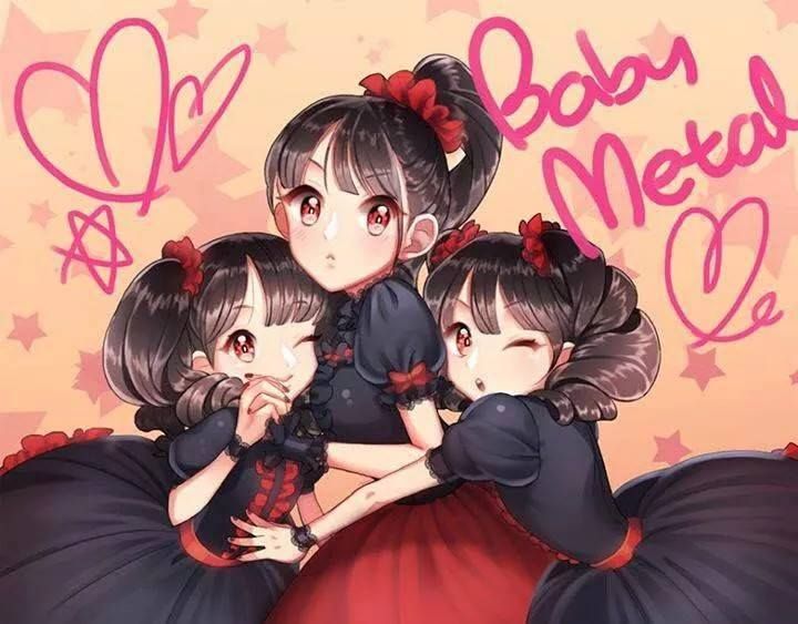 3girls babymetal black black_eyes black_hair brown_eyes brown_hair flower hair_flower hair_ornament idol kikuchi_moa long_hair mizuno_yui multiple_girls nail_polish nakamoto_suzuka shirt short_hair simple_background smile