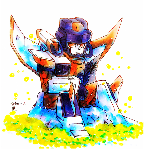 1boy artist_request decepticon grass looking_at_viewer machine machinery mecha nature no_humans outdoors personification red_eyes robot rock simple_background sitting sitting_on_rock smile solo starscream transformers transformers_armada white_background