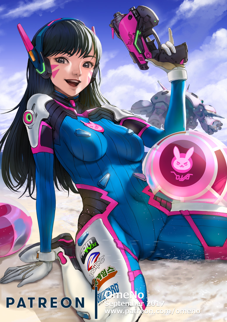 brown_eyes brown_hair d.va_(overwatch) long_hair overwatch