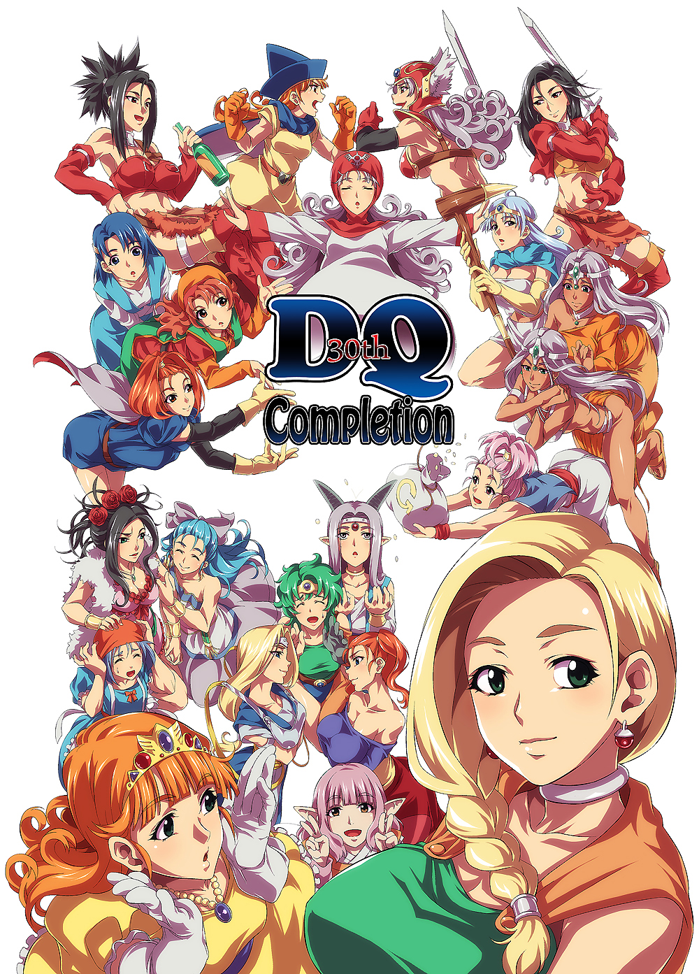1girl aira_(dq7) alena_(dq4) barbara bianca blue_eyes breasts curly_hair dragon_quest dragon_quest_ii dragon_quest_iii dragon_quest_iv dragon_quest_v dragon_quest_vi dragon_quest_vii dragon_quest_viii dress green_eyes hat heroine_(dq4) highres hood jessica_albert juvecross long_hair looking_at_viewer maribel_(dq7) medium_breasts open_mouth princess_laura princess_of_moonbrook red_(dq8) redhead short_hair small_breasts smile solo
