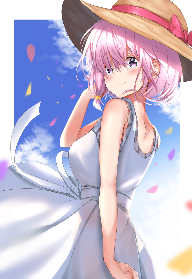 dress pink_eyes pink_hair shielder_(fate/grand_order) short_hair