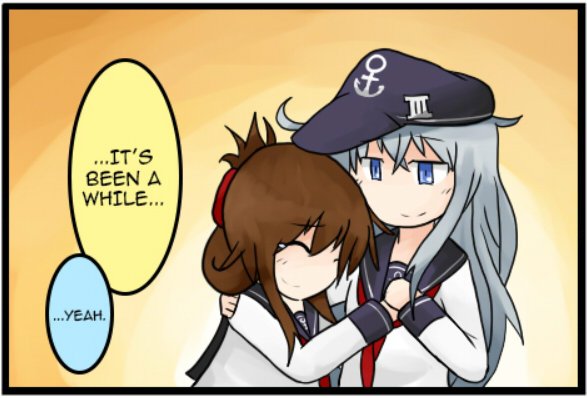 2girls brown_hair english flat_cap folded_ponytail hat hibiki_(kantai_collection) inazuma_(kantai_collection) kantai_collection long_hair multiple_girls raythalosm school_uniform serafuku tears