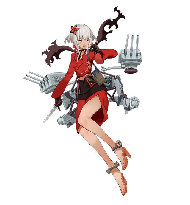1girl cannon full_body knife nurnberg official_art salmon88 scarf searchlight short_hair simple_background solo victory_belles white_background white_hair yellow_eyes