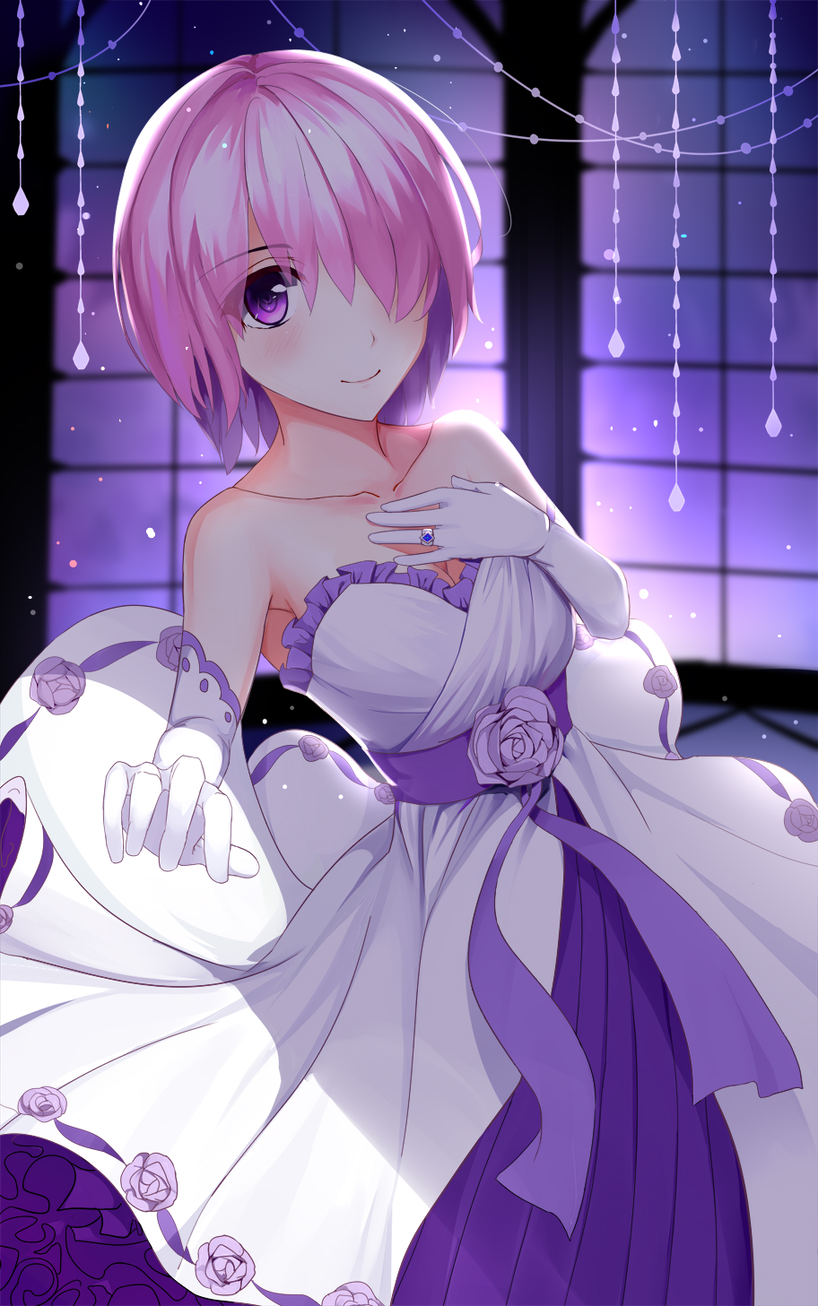 dress fate/grand_order fate_(series) mash_kyrielight pink_hair purple_eyes short_hair