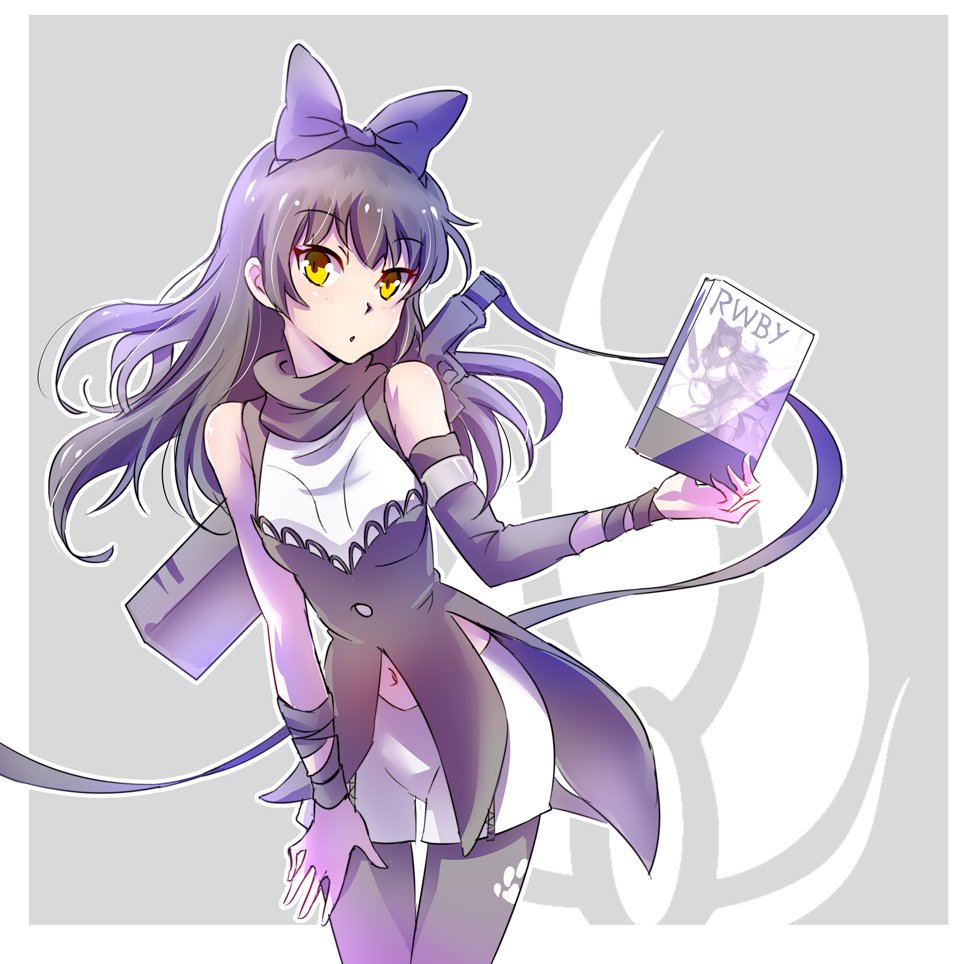 1girl black_hair blake_belladonna bow comic gambol_shroud hair_bow iesupa rwby yellow_eyes