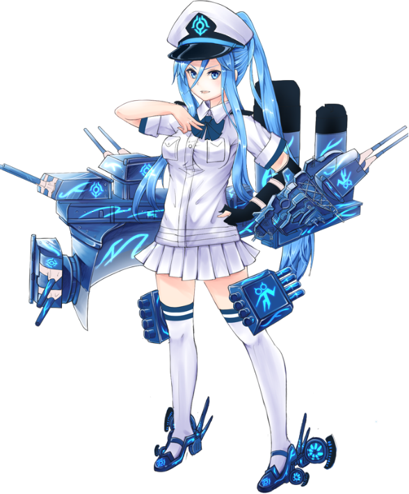 1girl aoki_hagane_no_arpeggio blue_eyes blue_hair blue_shoes hat kantai_collection long_hair machinery military military_uniform mole mole_under_mouth naval_uniform ngs peaked_cap ponytail rigging shoes solo standing takao_(aoki_hagane_no_arpeggio) thigh-highs transparent_background uniform very_long_hair white_legwear