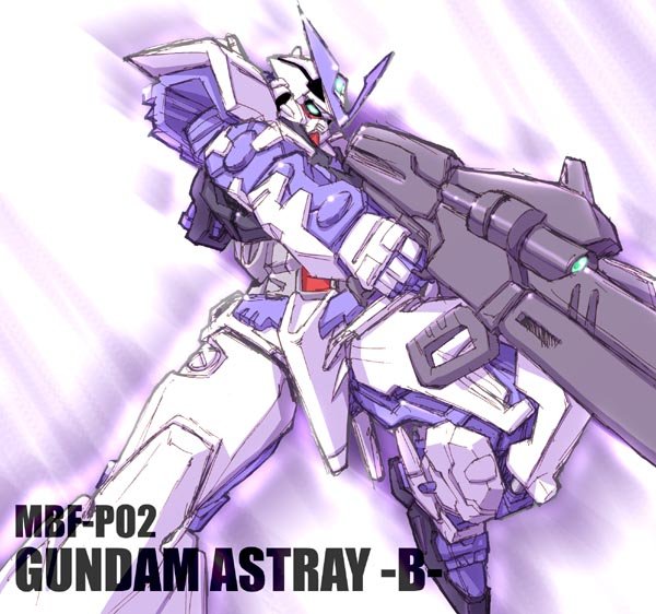 beam_rifle gun gundam gundam_astray_blue_frame gundam_seed gundam_seed_astray king_of_unlucky kou_(pixiv8063) mecha solo weapon