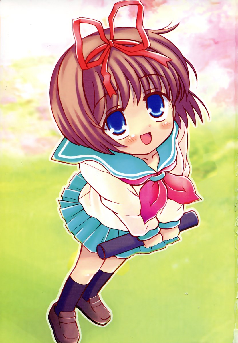 bow brown_hair chinjao_roosu hair_bow highres school_uniform serafuku short_hair