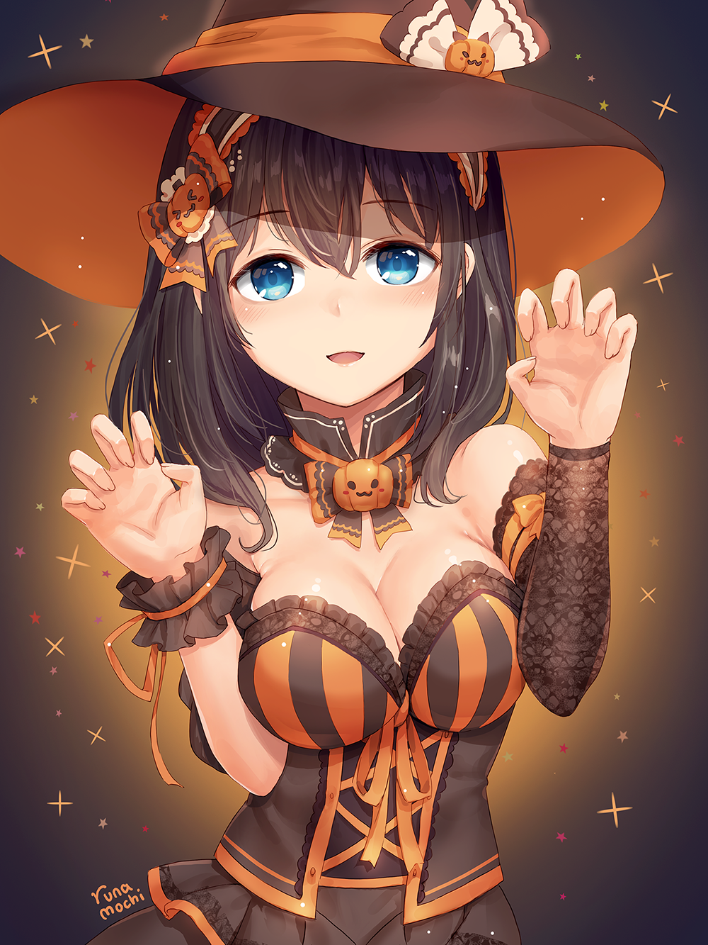 blue_eyes brown_hair halloween long_hair sagisawa_fumika