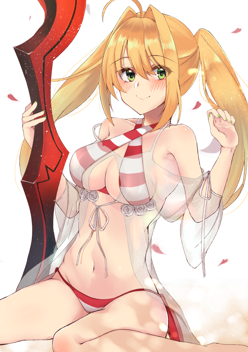 blonde_hair caster_(nero_claudius) green_eyes long_hair twintails