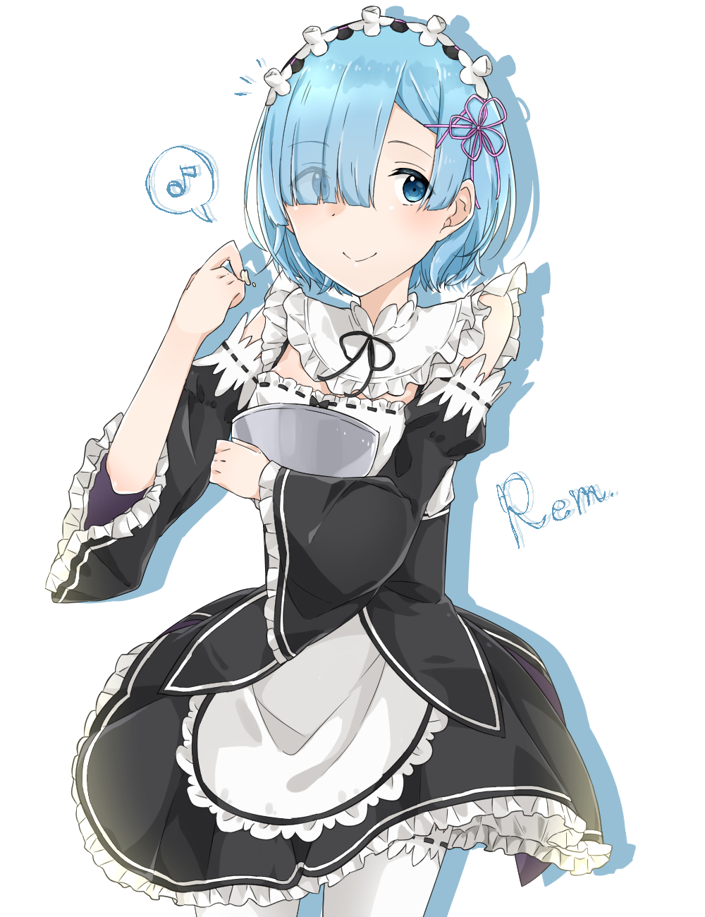 blue_eyes blue_hair re:zero_kara_hajimeru_isekai_seikatsu rem_(re:zero) short_hair smile