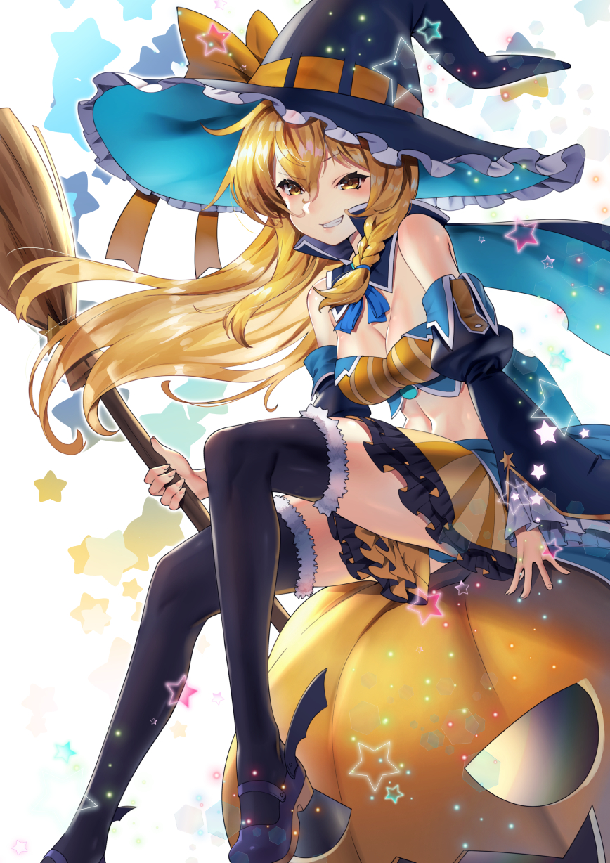 blonde_hair broom hat kirisame_marisa long_hair touhou yellow_eyes