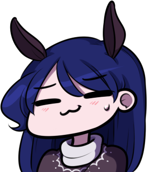1girl :3 =_= animal_ears blue_hair chibi commentary doremy_sweet long_hair lowres simple_background smug solo speckticuls sweatdrop tapir_ears touhou white_background