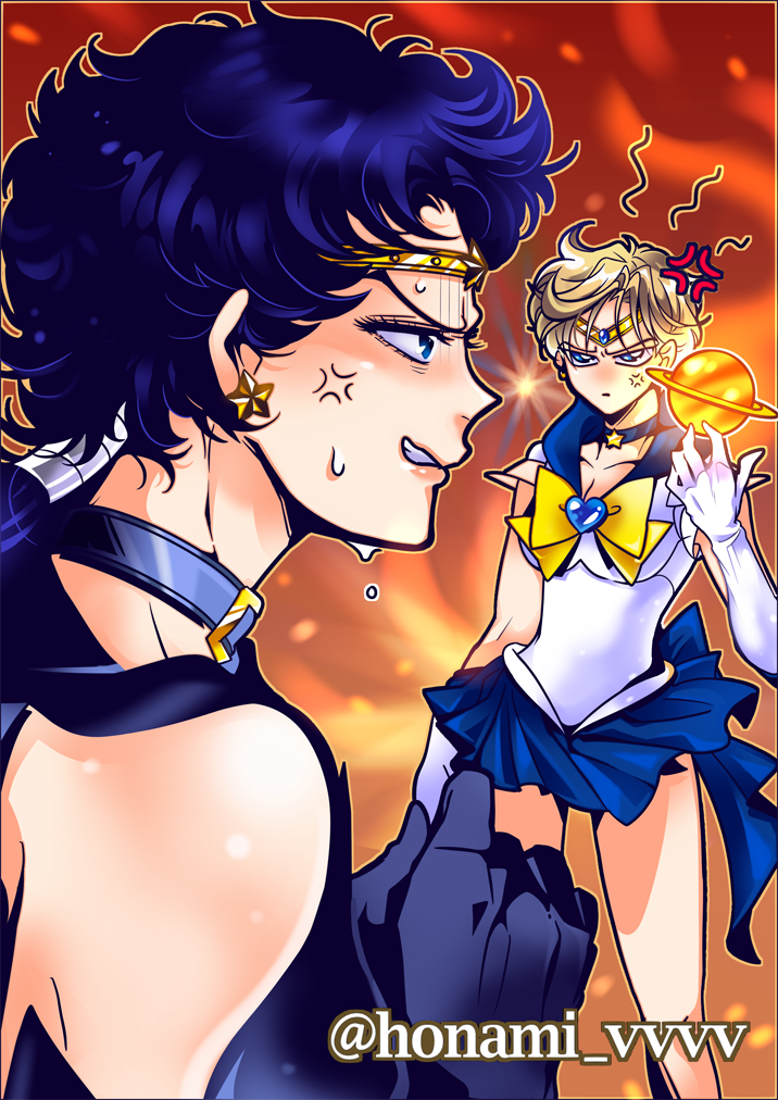 2girls angry bishoujo_senshi_sailor_moon multiple_girls rivalry sailor_star_fighter sailor_uranus seiya_kou ten'ou_haruka