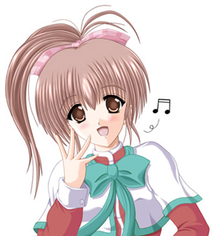 brown_hair cosplay kanon long_hair lowres musical_note musical_notes ponytail school_uniform