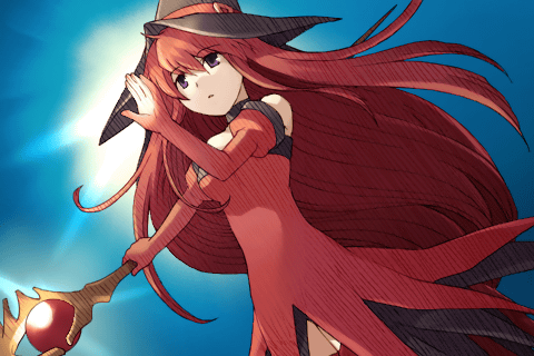 cierra elbow_gloves game_cg gloves hat long_hair lowres purple_eyes red_hair redhead riviera staff tobe_sunaho violet_eyes witch_hat