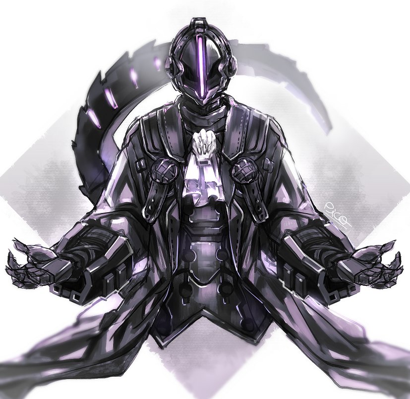 1boy armor black_coat bondrewd coat commentary_request cravat facing_viewer gloves helmet long_sleeves made_in_abyss male_focus outstretched_arms piko_(0_ppqq_0) solo spread_arms tail upper_body white_neckwear