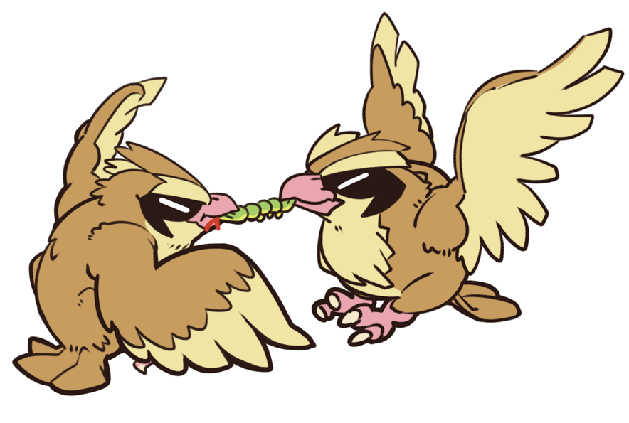 bird blood bug caterpie closed_eyes eating flying from_side no_humans pidgey pokemon pokemon_(creature) sido_(slipknot) simple_background white_background