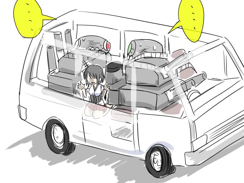 ... 1girl kantai_collection kidnapping rigging toyota_hiace wakie yamashiro_(kantai_collection)