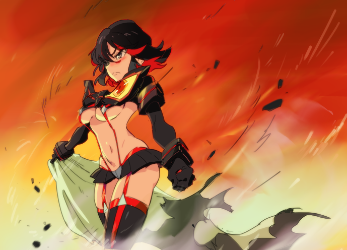 1girl breasts gyosone kill_la_kill matoi_ryuuko solo under_boob