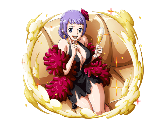 1girl :d black_dress blue_eyes bodskih breasts carina_(one_piece) cleavage couch dress earrings flower hair_flower hair_ornament holding_glass huge_breasts index_finger_raised jewelry looking_at_viewer one_piece open_mouth purple_hair red_flower shiny shiny_skin short_dress short_hair sitting sleeveless sleeveless_dress smile solo transparent_background