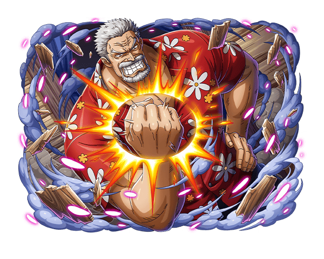 1boy beard clenched_hand facial_hair game_cg grey_hair looking_at_viewer male_focus monkey_d._garp official_art one_piece one_piece_treasure_cruise red_shirt shirt short_hair smoke solo teeth