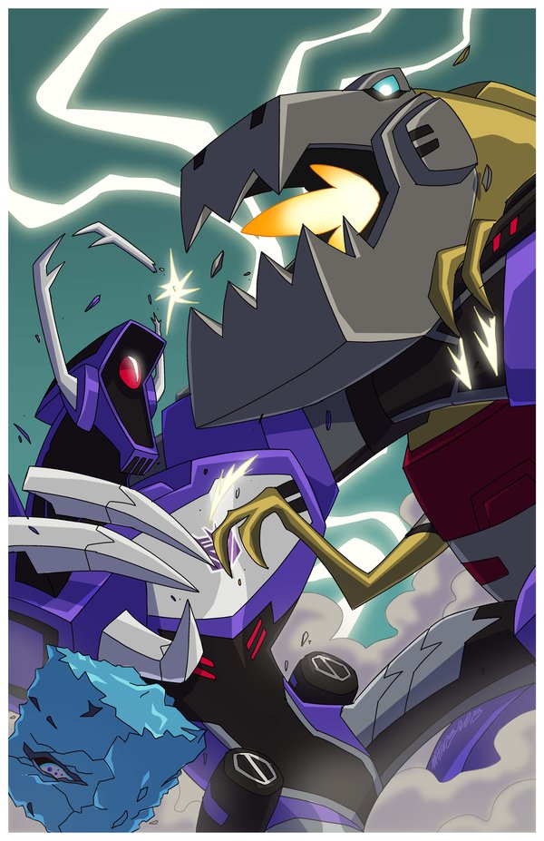 2boys autobot blue_eyes claws decepticon dinosaur glowing glowing_eyes grimlock insignia machine machinery marcelomatere mecha monocle multiple_boys no_humans open_mouth personification red_eyes robot sharp_teeth shockwave_(transformers) teeth transformers transformers_animated tyrannosaurus_rex