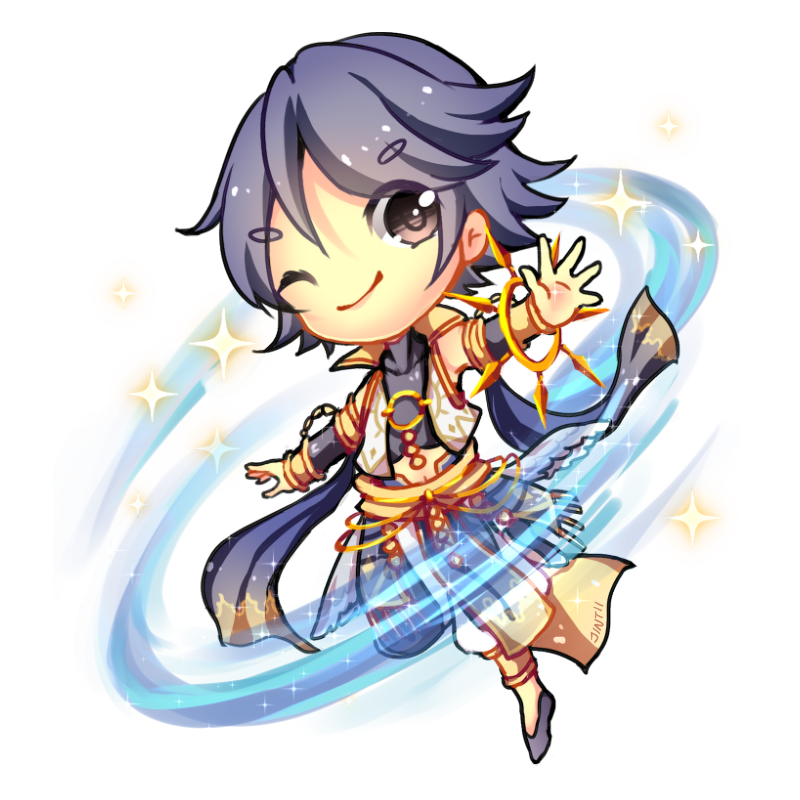 1boy azur_(fire_emblem) chibi dress fire_emblem fire_emblem:_kakusei fire_emblem_heroes fire_emblem_if looking_at_viewer one_eye_closed simple_background smile solo white_background