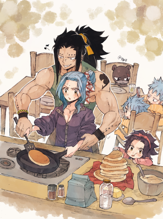 2boys 3girls animal black_hair blue_hair cat downscaled fairy_tail family father_and_daughter father_and_son gajeel_redfox husband_and_wife levy_mcgarden md5_mismatch mother_and_daughter mother_and_son multiple_boys multiple_girls resized rusky
