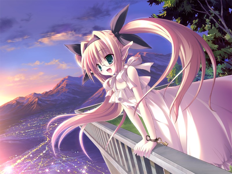 carol_miruto dutch_angle game_cg glasses green_eyes landscape long_hair pointy_ears twintails wizard_girl_ambitious