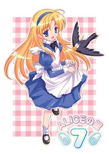 alice alice_(wonderland) alice_in_wonderland alicesoft bird blonde_hair blue_eyes crow dress long_hair lowres mary_janes shoes