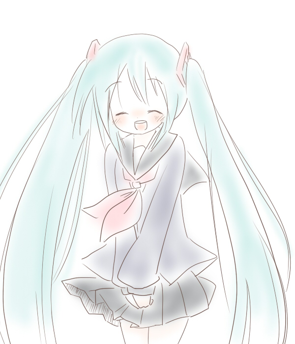 hatsune_miku long_hair sakuramori_sumomo school_uniform serafuku twintails vocaloid