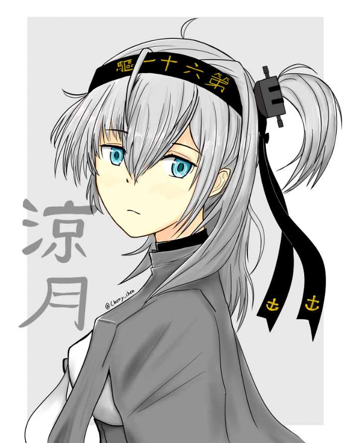 10s 1girl black kantai_collection sailor suzutsuki_(kantai_collection)