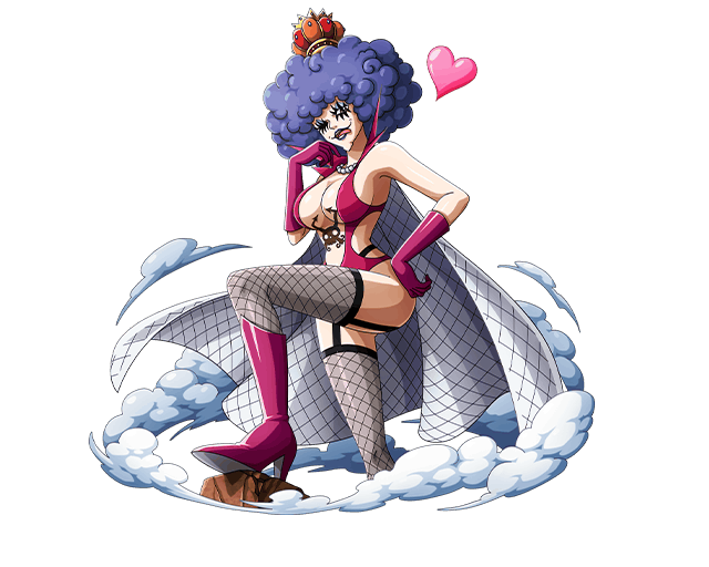 1girl afro bodskih boots breasts cleavage crown emporio_ivankov facial_mark fishnets genderswap genderswap_(mtf) gloves hand_on_hip heart high_heel_boots high_heels large_breasts leotard lipstick long_hair makeup one_piece open_mouth purple_hair purple_lips red_boots red_gloves red_leotard shiny shiny_clothes sideboob solo standing tattoo thigh-highs tongue tongue_out transparent_background zettai_ryouiki