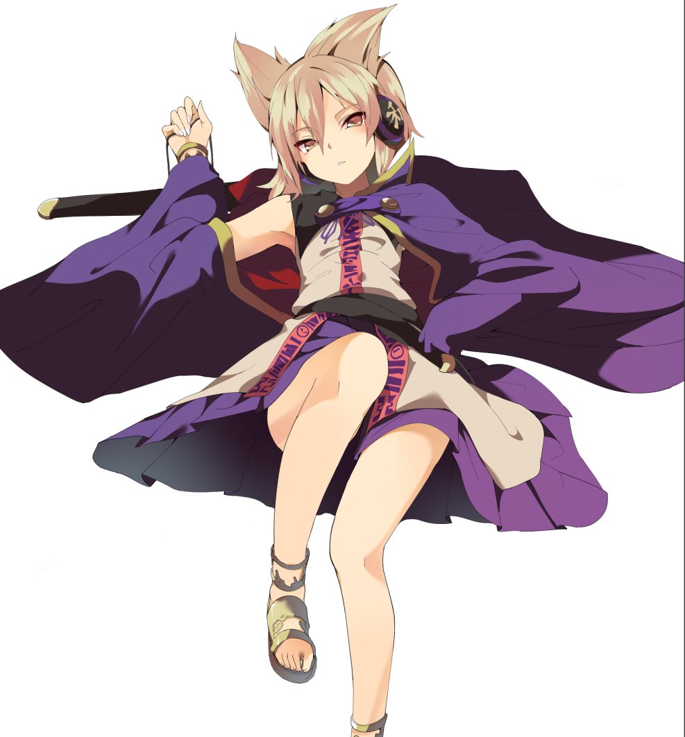 1girl anklet armpits blush bracelet brown_eyes cape commentary_request earmuffs hair_between_eyes hand_on_hip hasebe_yuusaku jewelry light_brown_hair looking_at_viewer parted_lips pointy_hair purple_cape purple_skirt revision sash shirt short_hair skirt sleeveless sleeveless_shirt solo touhou toyosatomimi_no_miko white_background