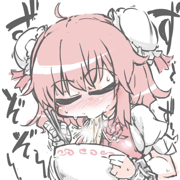 1girl eating ibaraki_kasen kureha_mitsushige noodles solo touhou