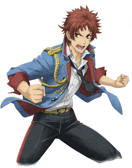 1boy avan_hardins male_focus necktie official_art open_mouth red_eyes redhead senjou_no_valkyria senjou_no_valkyria_2 solo teeth transparent_background