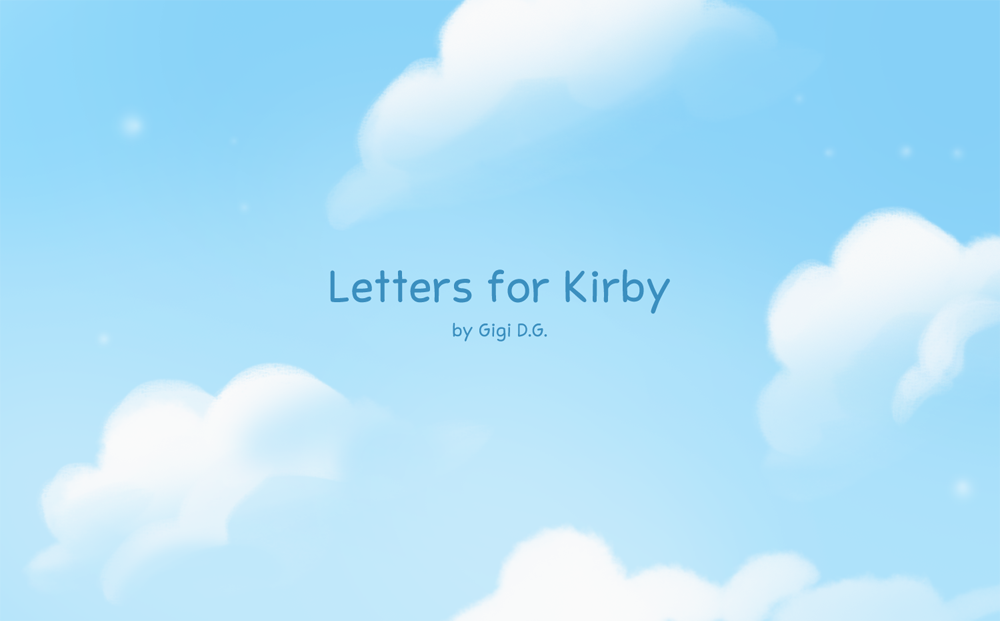 artist_name blue_sky clouds cloudy_sky commentary cover cover_page kirby_(series) no_humans peachifruit sky text_only_page title