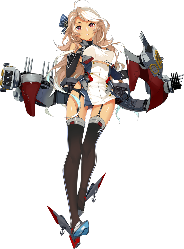 1girl ahoge azur_lane bare_shoulders black_legwear black_panties blue_ribbon blush breasts brooklyn_(azur_lane) buttons dark_skin dress dress_lift eyebrows eyebrows_visible_through_hair eyelashes full_body garter_straps hair_ribbon hand_on_own_chest hip_vent long_hair machinery medium_breasts official_art panties pink_eyes realmbw ribbon short_dress side_slit simple_background single_hair_intake solo striped striped_ribbon thigh-highs transparent_background turret underwear wavy_hair white_hair wind wind_lift