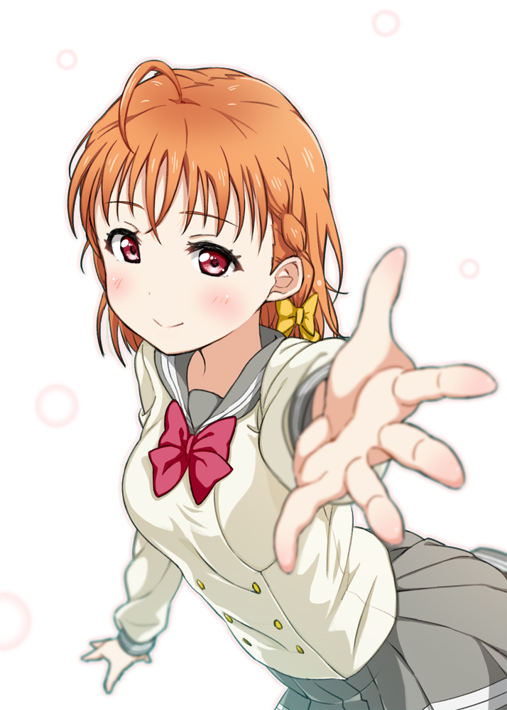 orange_hair red_eyes short_hair smile takami_chika