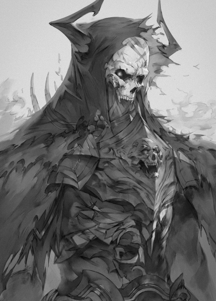 fate/grand_order fate_(series) hong king_hassan_(fate/grand_order) monochrome skull solo