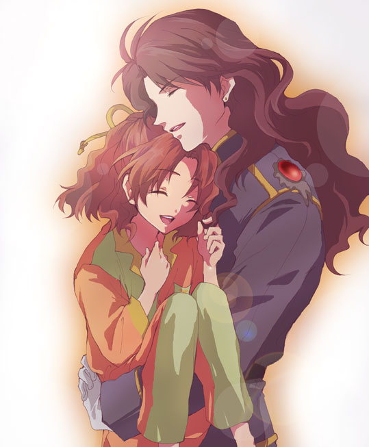 1boy 1girl bishoujo_senshi_sailor_moon brown_hair carrying closed_eyes hair_grab hisagi_(pixiv1738279) laughing long_hair nephrite_(sailor_moon) oosaka_naru pajamas princess_carry short_hair uniform