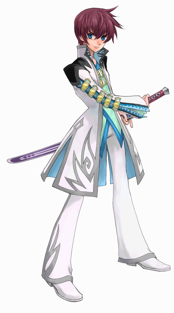 asbel_lhant black_hair blue_eyes inomata_mutsumi long_sleeves male official_art ready_to_draw sheath sheathed short_hair sword tales_of_(series) tales_of_graces weapon