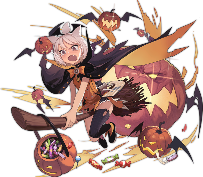 &gt;:o 1girl :o animal_ears azur_lane bangs bare_arms basket bat_wings black_cape black_choker black_eyes black_footwear black_legwear black_wings blush bob_cut bow bowtie broom broom_riding buttons candy candy_wrapper cape cat_ears choker crying crying_with_eyes_open dress eyebrows eyelashes facing_away fang fingernails flat_chest flight_deck food full_body halloween halloween_costume jack-o'-lantern jong_tu lollipop looking_away machinery nose_blush official_art open_mouth orange_bow orange_dress orange_neckwear perspective pumpkin saliva shoes short_dress short_hair shouhou_(azur_lane) simple_background single_thighhigh solo sparkle star striped striped_legwear tears thigh-highs tongue topknot torn_cape torn_clothes transparent_background vertical-striped_legwear vertical_stripes white_hair wings zettai_ryouiki