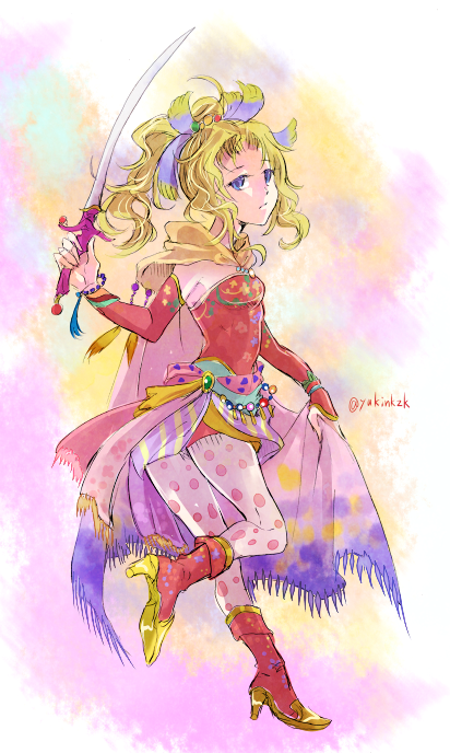 1girl blonde_hair breasts final_fantasy final_fantasy_vi long_hair nekozuki_yuki pantyhose solo tina_branford