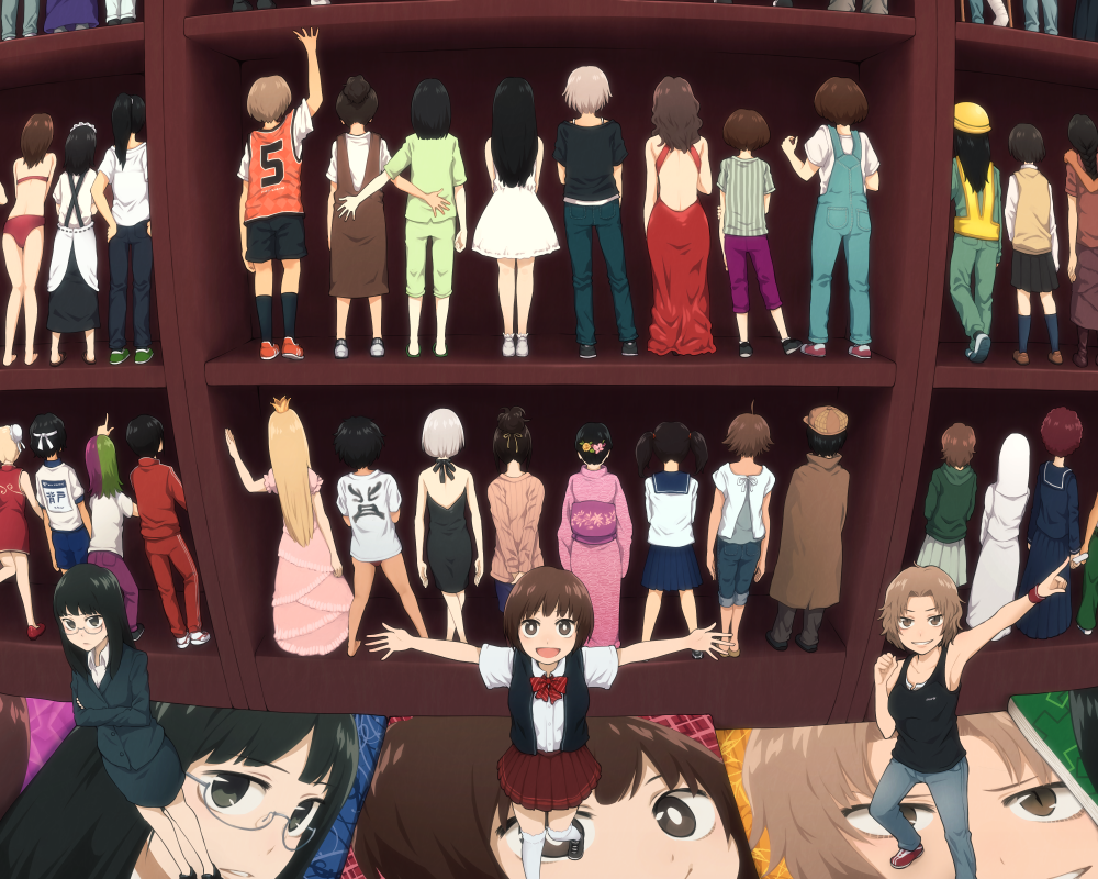 6+girls abstract apron arms_behind_back basketball_uniform black_dress black_hair blonde_hair bookshelf braid brown_hair cabbie_hat capri_pants check_translation china_dress chinese_clothes commentary construction_worker crossed_arms crown denim detective double_bun dress from_behind glasses gown gym_uniform halter_dress hand_on_another's_back hands_on_hips hat headband japanese_clothes jeans kimono legs_crossed long_hair long_ponytail looking_at_viewer looking_up maid maid_apron maid_headdress multicolored_hair multiple_girls nun office_lady open-back_dress open_mouth original outstretched_arms overalls pajamas pants personification pose princess school_uniform serafuku shoes short_hair short_ponytail shorts silver_hair single_braid smile sneakers sportswear sweater_vest tank_top thigh-highs track_suit translation_request trench_coat twintails under-rim_eyewear vest white_legwear yajirushi_(chanoma)