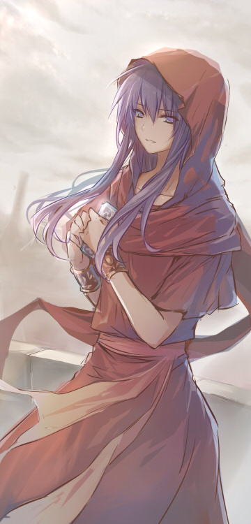 1girl ancient_ys_vanished blue_eyes blue_hair bracelet clouds cloudy_sky cowboy_shot dutch_angle hands_together harmonica hood instrument jewelry long_hair looking_at_viewer reah_(ys) robe sash sketch sky solo tower uuta_(uturautouto) ys