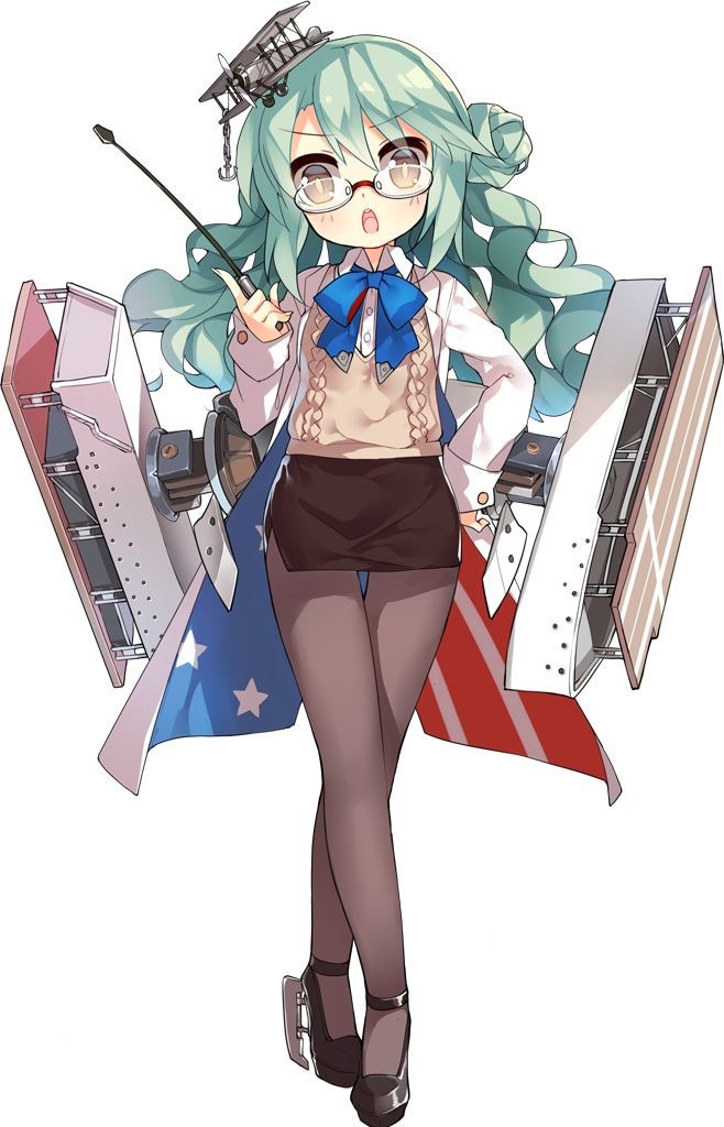1girl :o aircraft airplane airplane_hair_ornament american_flag american_flag_print anchor azur_lane bangs black_footwear black_skirt blue_bow blue_neckwear blush bow bowtie breasts bright_pupils buttons coat dot_nose dress_shirt eyebrows eyebrows_visible_through_hair eyes_visible_through_hair facing_viewer fingernails flag_print flight_deck floating_hair full_body glasses green_hair grey_legwear hair_between_eyes hair_bun hair_ornament hand_on_hip holding index_finger_raised langley_(azur_lane) legs_crossed light_brown_eyes long_fingernails long_hair long_sleeves looking_at_viewer machinery official_art open_clothes open_coat pantyhose pencil_skirt riding_crop round_eyewear saru shiny shiny_hair shirt shoes side_bun side_slit sidelocks simple_background skirt sleeves_past_wrists small_breasts solo standing star star_print striped sweater_vest teeth thigh_gap tiptoes tongue transparent_background vest watson_cross wavy_hair white_coat white_shirt