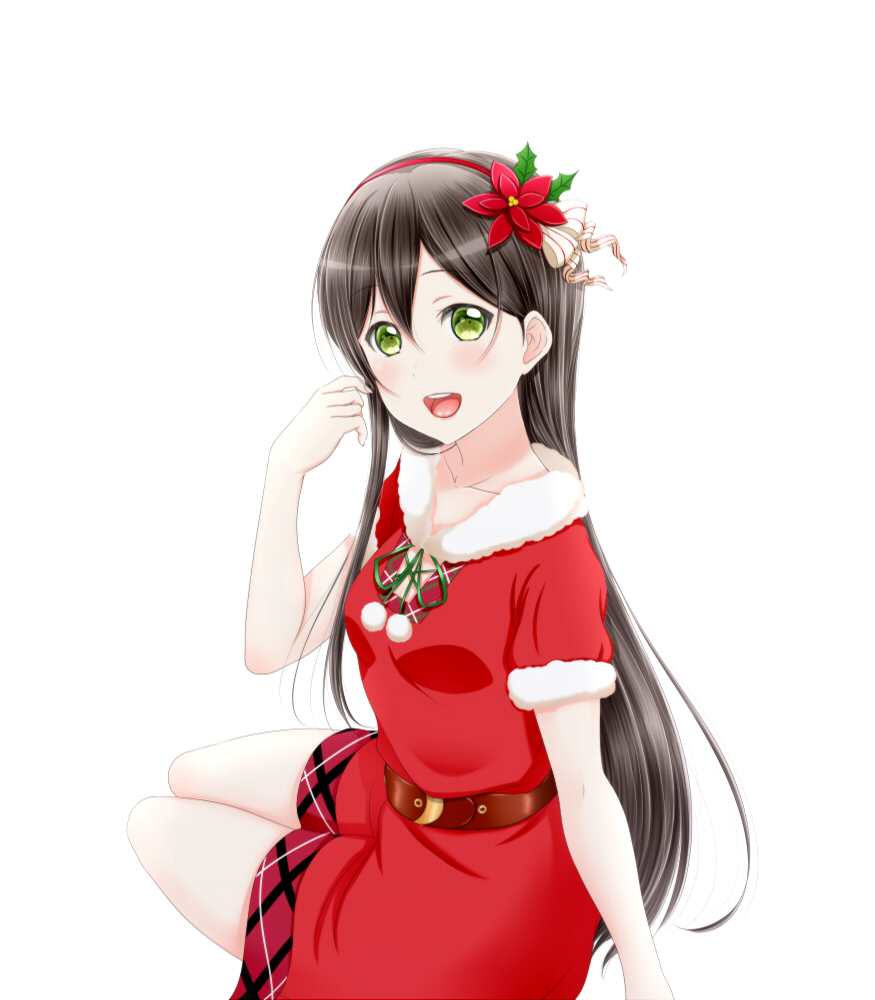 1girl :d bang_dream! belt flower hair_flower hair_ornament hairband hanazono_tae hand_up long_hair looking_at_viewer open_mouth roaru_(gyuren) sitting smile solo very_long_hair