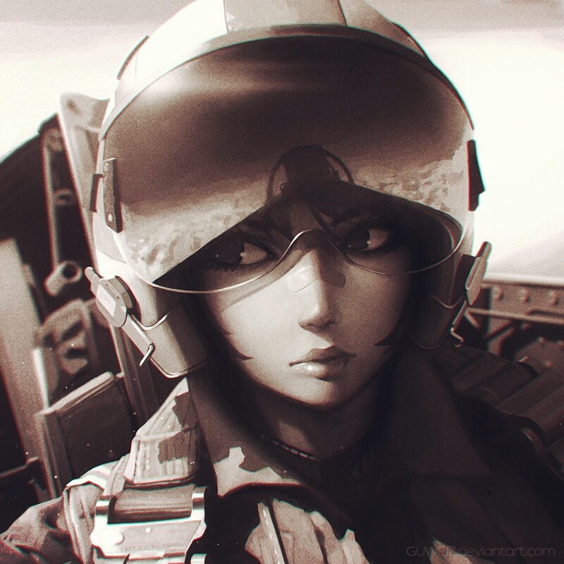 1girl bandaid bandaid_on_nose closed_mouth cockpit face greyscale guweiz helmet looking_to_the_side monochrome original outdoors pilot reflection solo visor